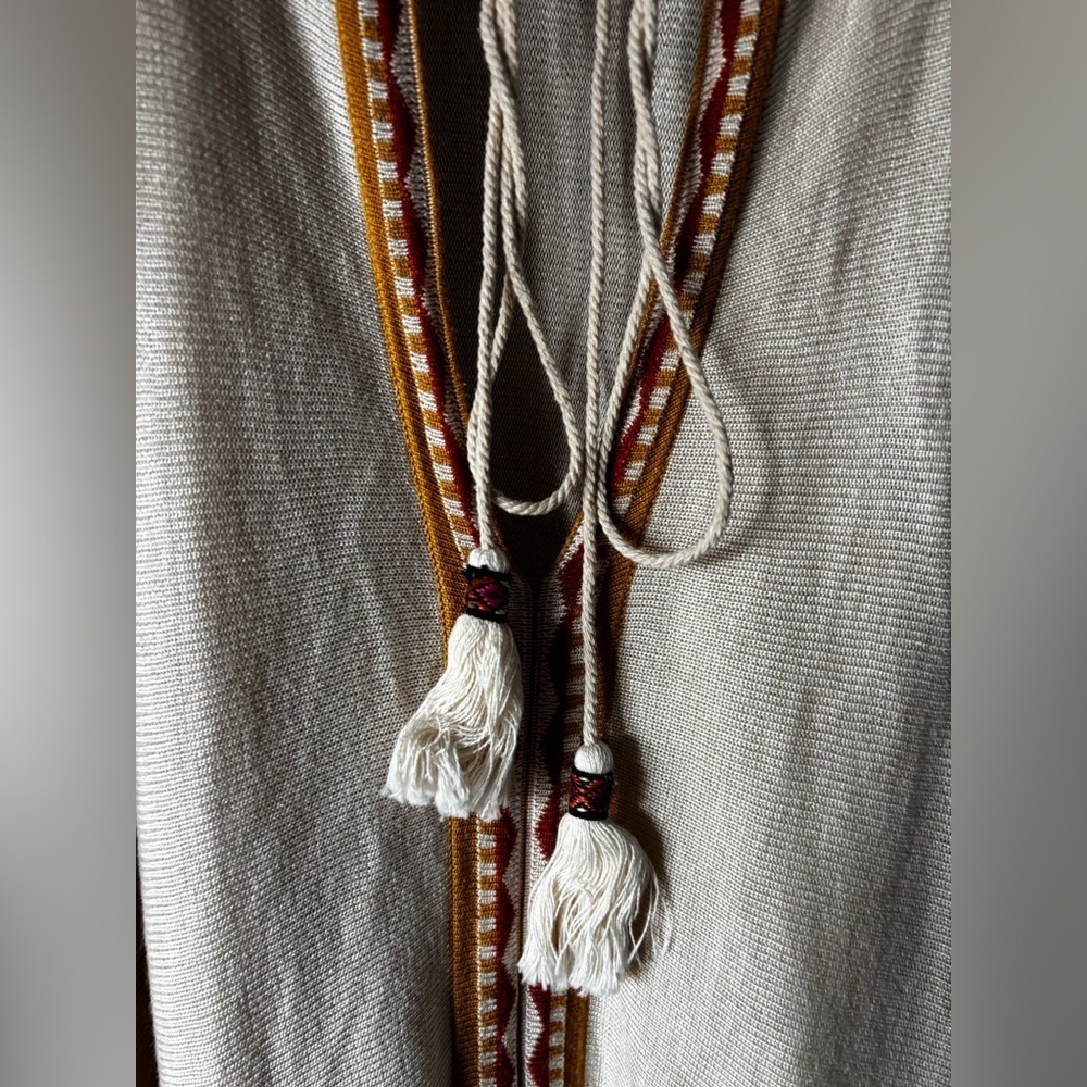 Idol Mind Boho Fringe Kaftan Tunic Aztec Trim Long S/M - Picture 10 of 10